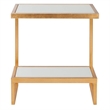 Safavieh Kennedy Iron and Glass Accent Table in Gold and White