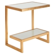 Safavieh Kennedy Iron and Glass Accent Table in Gold and White
