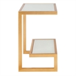 Safavieh Kennedy Iron and Glass Accent Table in Gold and White