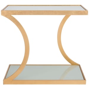 Safavieh Sullivan Iron and Glass Accent Table in Gold and White