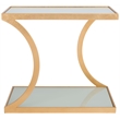 Safavieh Sullivan Iron and Glass Accent Table in Gold and White