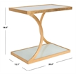 Safavieh Sullivan Iron and Glass Accent Table in Gold and White