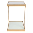 Safavieh Sullivan Iron and Glass Accent Table in Gold and White
