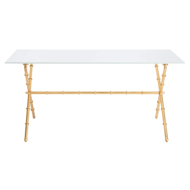 Safavieh Brogen Iron and Glass Accent Table in Gold