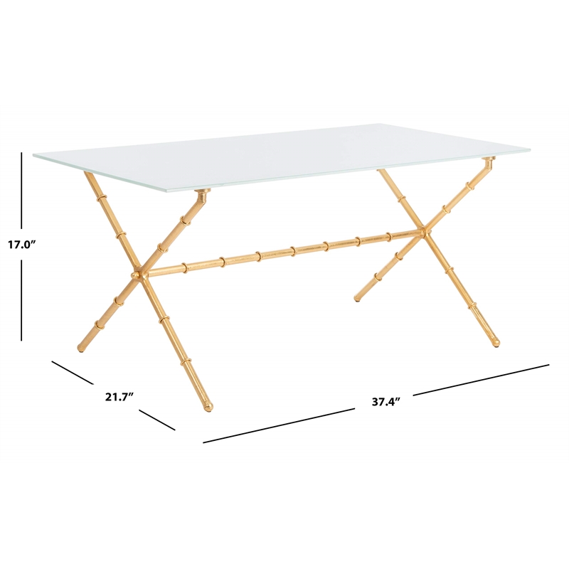 Safavieh Brogen Iron and Glass Accent Table in Gold