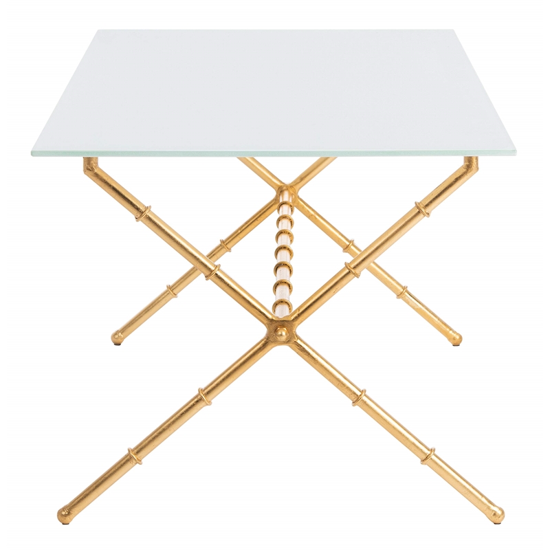 Safavieh Brogen Iron and Glass Accent Table in Gold