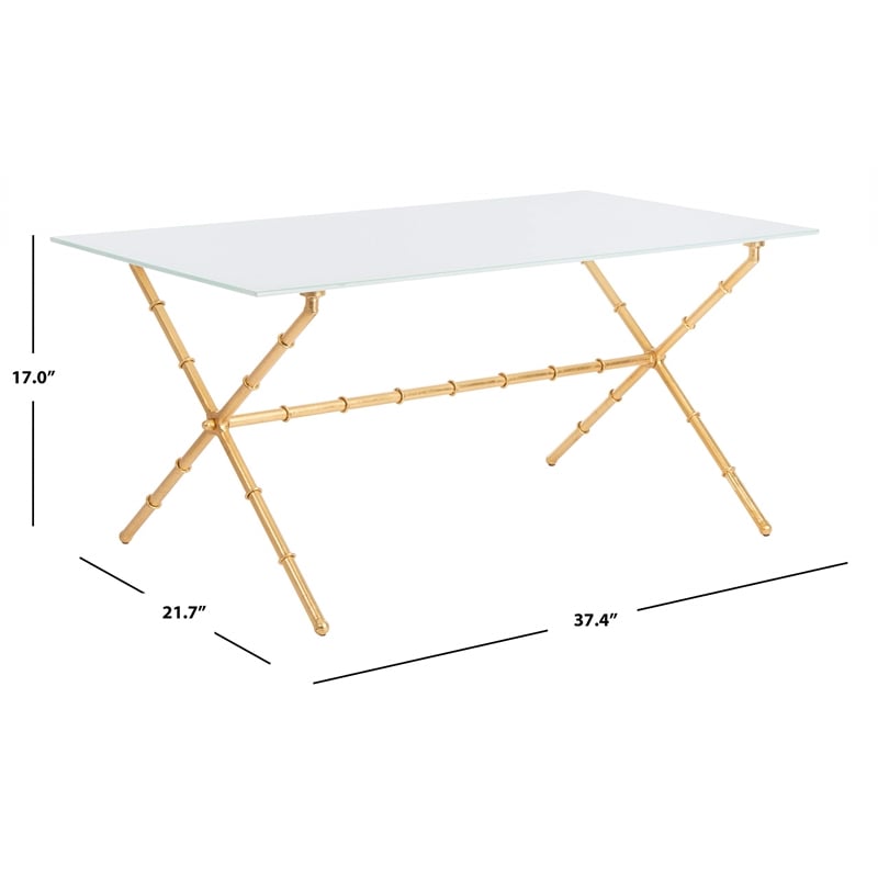 Safavieh Brogen Iron and Glass Accent Table in Gold