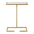 Safavieh Neil Iron and Glass Accent Table in Gold and White