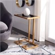 Safavieh Murphy Iron and Glass Accent Table in Gold and Black