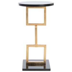 Safavieh Cassidy Iron and Marble Accent Table in Gold and Black