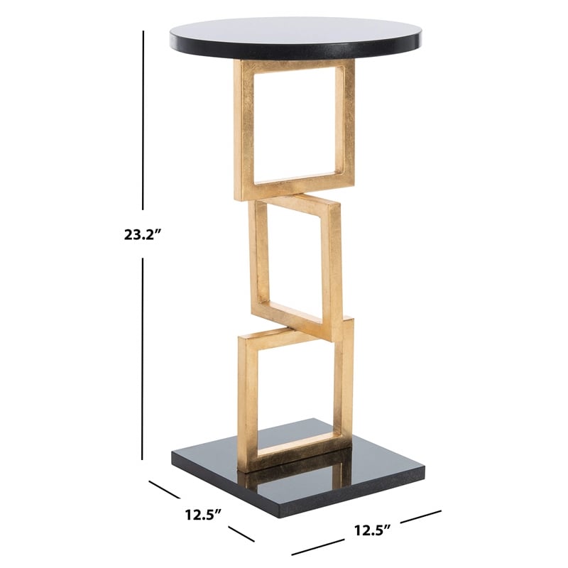 Safavieh Cassidy Iron and Marble Accent Table in Gold and Black