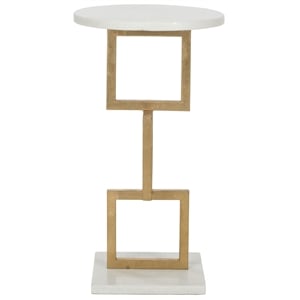 Safavieh Cassidy Iron and Marble Accent Table in Gold and White