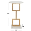 Safavieh Cassidy Iron and Marble Accent Table in Gold and White