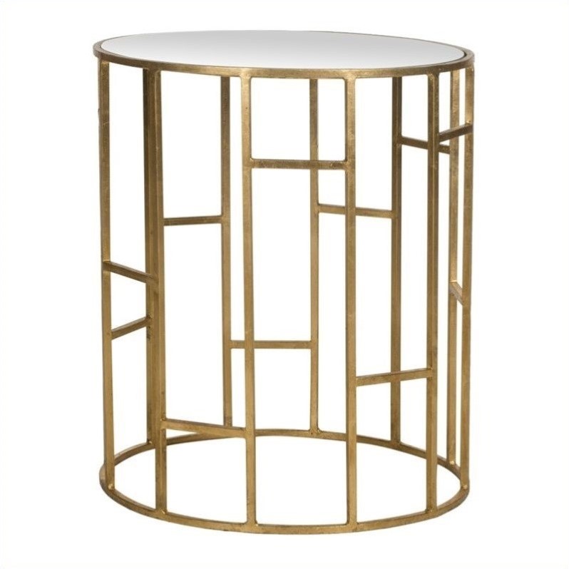 Safavieh Doreen Iron And Mirror Accent Table In Gold Fox2533a Safavieh Doreen Iron And Mirror Accent