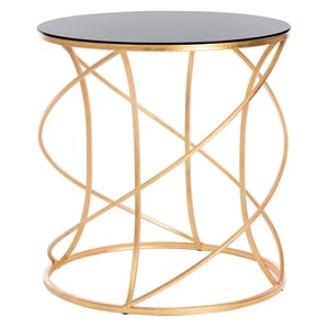 Safavieh Cagney Iron and Glass Accent Table in Gold and Black