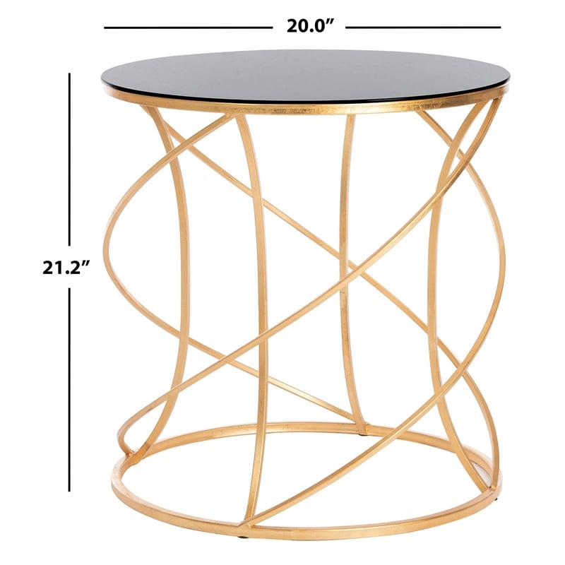Safavieh Cagney Iron and Glass Accent Table in Gold and Black