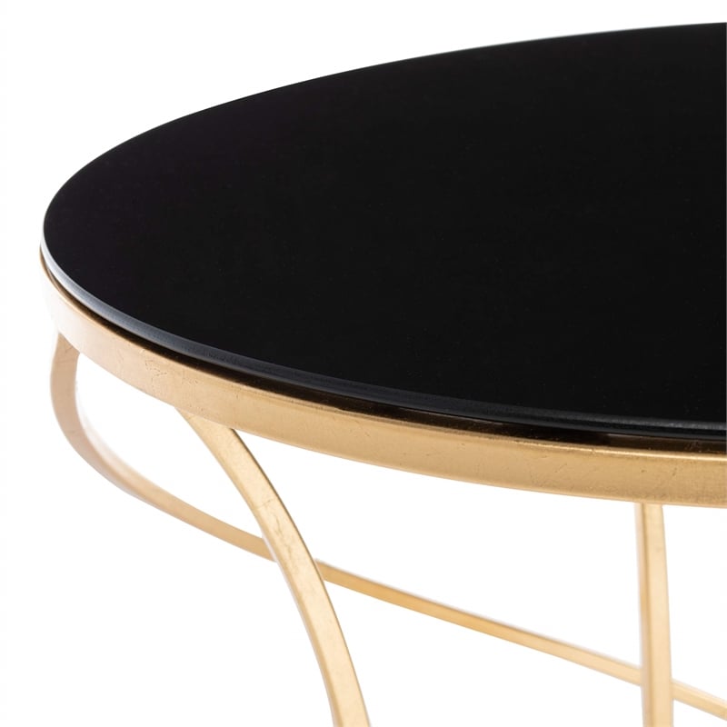 Safavieh Cagney Iron and Glass Accent Table in Gold and Black