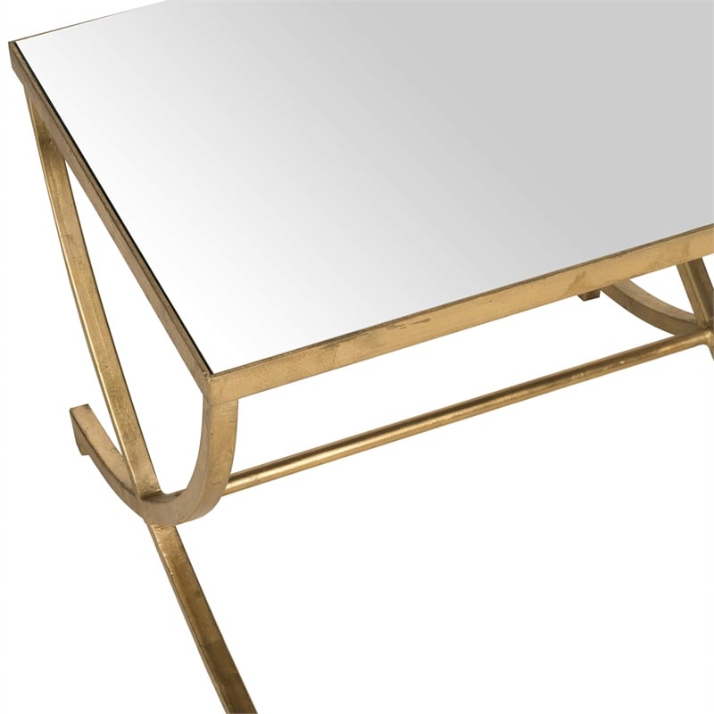 Safavieh Maureen Iron and Mirror Accent Table in Gold