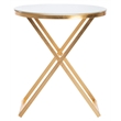 Safavieh Riona Iron and Glass Accent Table in Gold and White