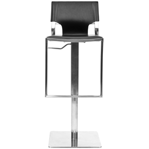 Safavieh Liam Leather Seat Steel Adjustable Bar Stool in Black
