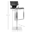 Safavieh Liam Leather Seat Steel Adjustable Bar Stool in Black