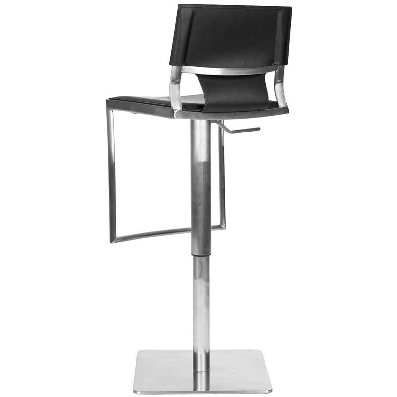 Safavieh Liam Leather Seat Steel Adjustable Bar Stool in Black