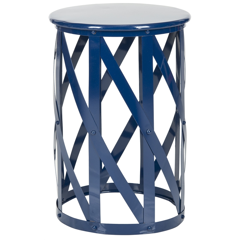 Safavieh Bertram Iron Stool in Navy