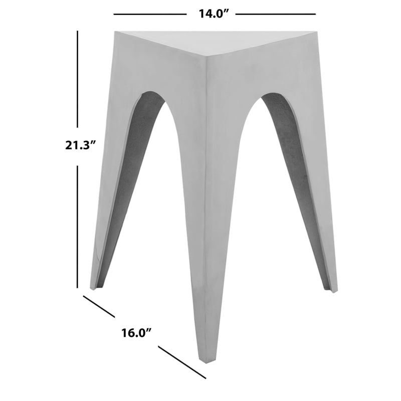 Safavieh Indium Aluminum Triangle Side Table in Silver