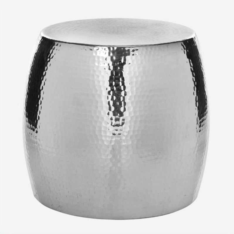 Safavieh Vanadium Aluminum Round Stool in Silver ...