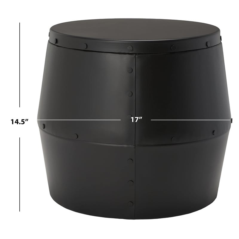 Safavieh Cerium Iron Drum Stool in Black