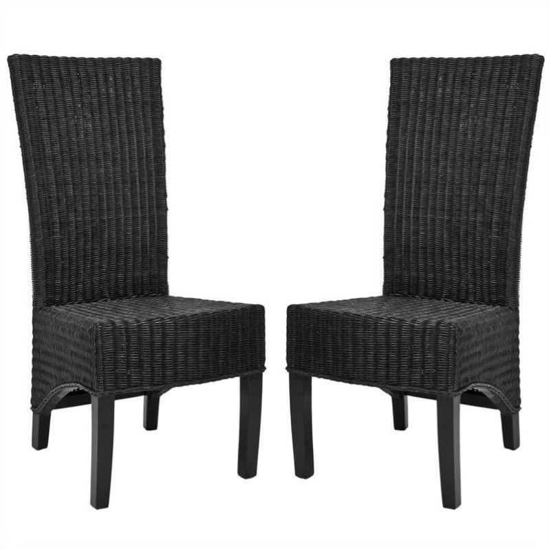 Safavieh Charlotte Wicker High Back Dining Chair In Black Set Of 2 Safavieh Charlotte Wicker High Back Dining Chair In Black Set Of 2 Fox6000b Set2