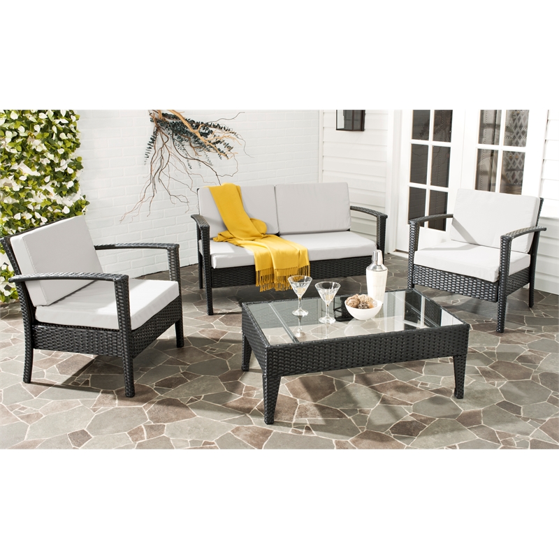 Safavieh Piscataway Aluminum 4 Piece Set in Charcoal