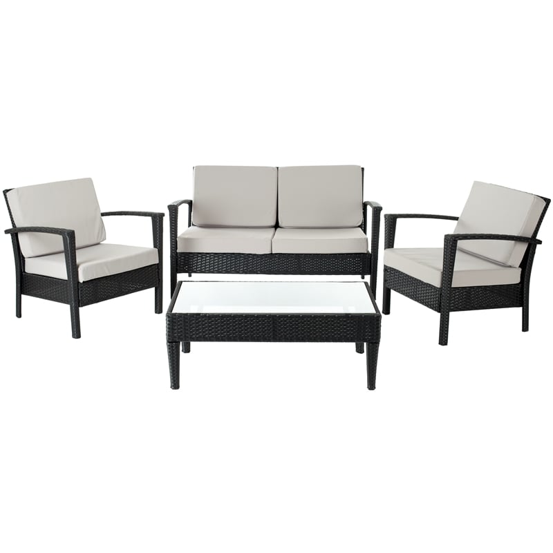 Safavieh Piscataway Aluminum 4 Piece Set in Charcoal