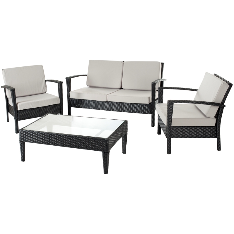 Safavieh Piscataway Aluminum 4 Piece Set in Charcoal
