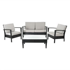 Safavieh Piscataway Aluminum 4 Piece Set in Charcoal