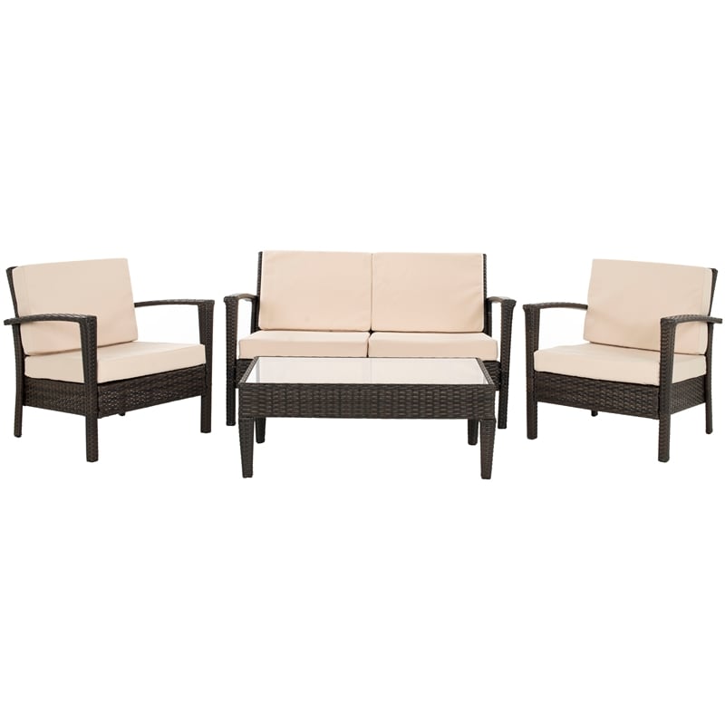 Safavieh Piscataway Acacia 4 Piece Set in Brown and Beige
