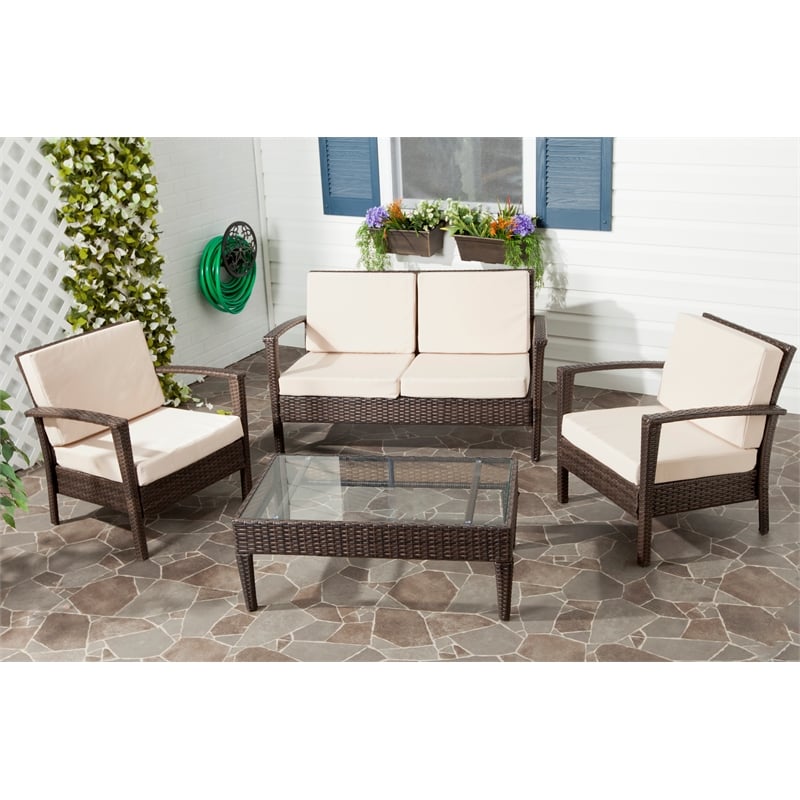 Safavieh Piscataway Acacia 4 Piece Set in Brown and Beige