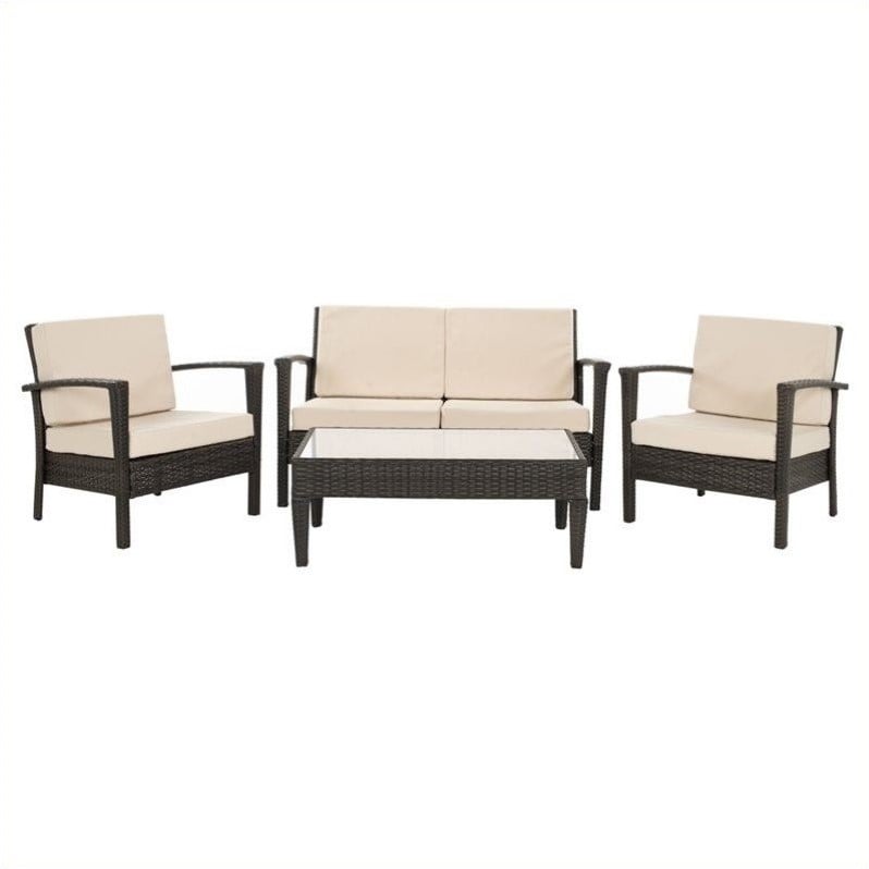 Safavieh Piscataway Acacia 4 Piece Set in Brown and Beige
