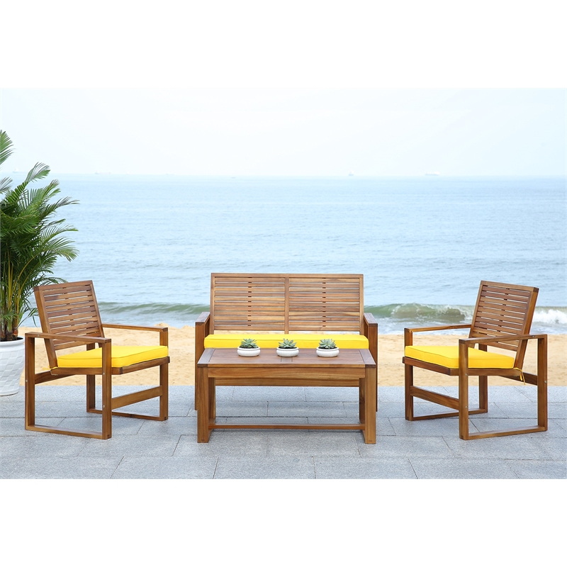 Safavieh Ozark Wood 4 Piece Set in Brown and Yellow