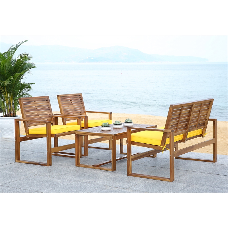 Safavieh Ozark Wood 4 Piece Set in Brown and Yellow