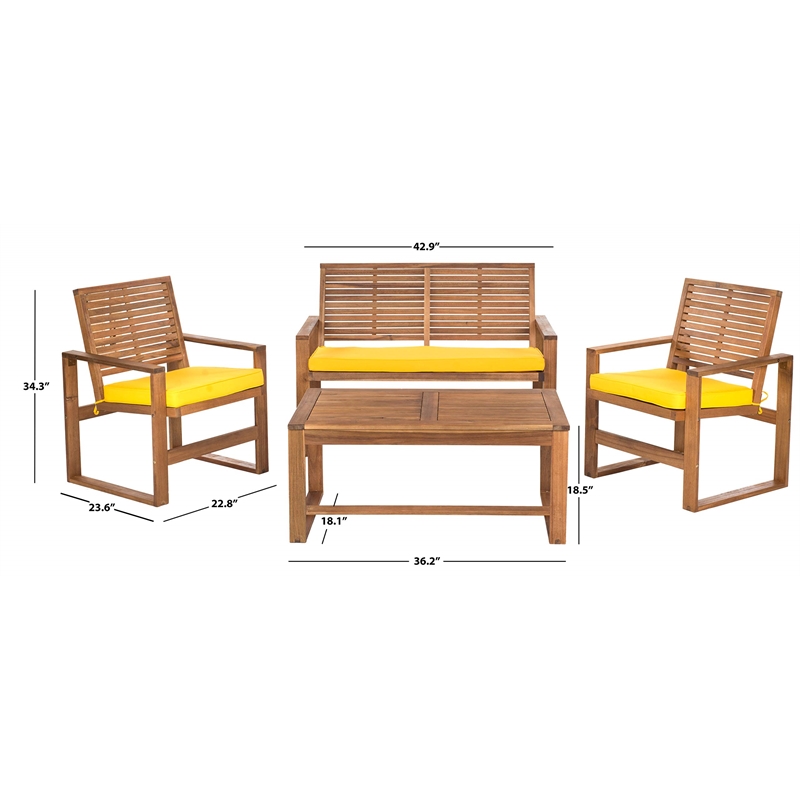 Safavieh Ozark Wood 4 Piece Set in Brown and Yellow