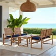 Safavieh Ozark 4 Piece Patio Sofa Set in Brown and Navy