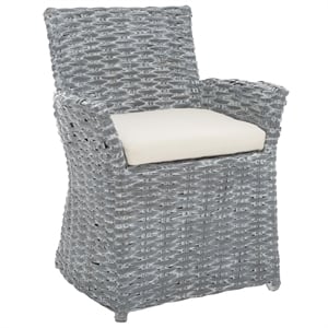 Safavieh Renee Rattan and Cotton Arm Chair in Gray