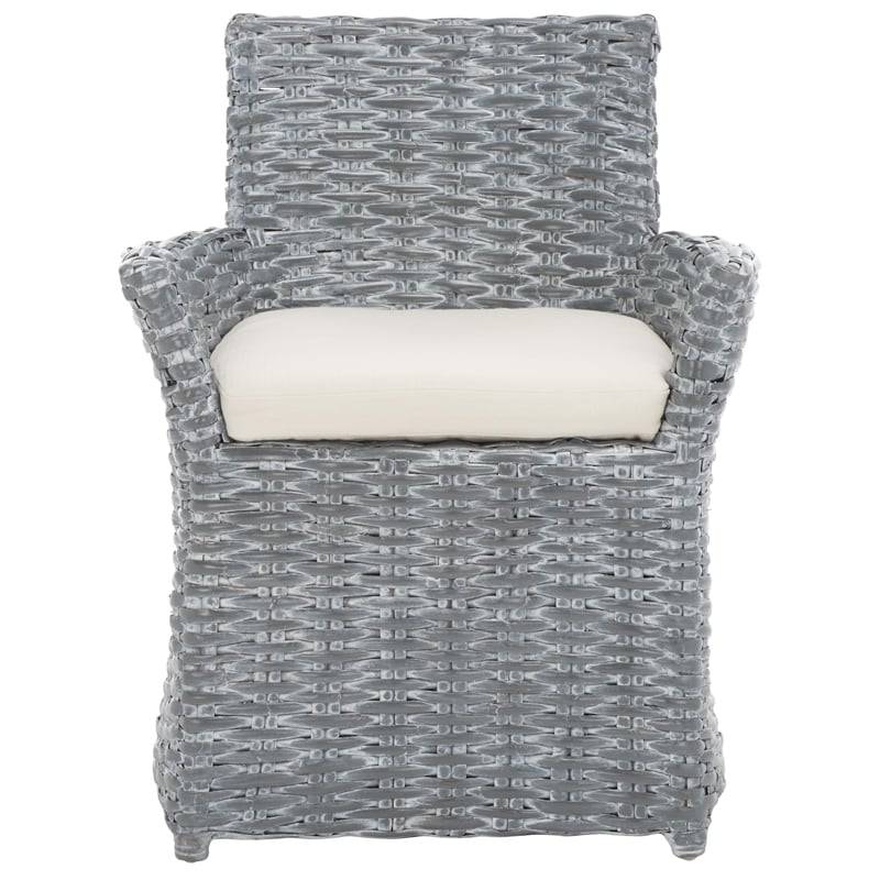 Safavieh Renee Rattan and Cotton Arm Chair in Gray