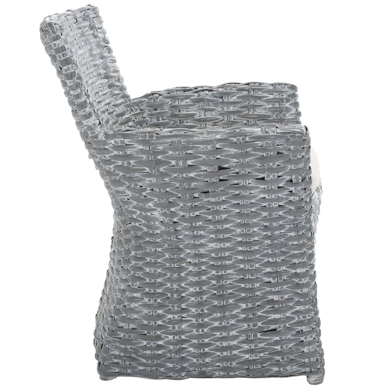 Safavieh Renee Rattan and Cotton Arm Chair in Gray