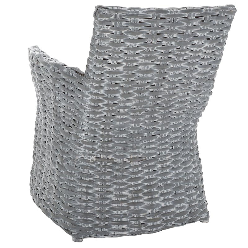 Safavieh Renee Rattan and Cotton Arm Chair in Gray