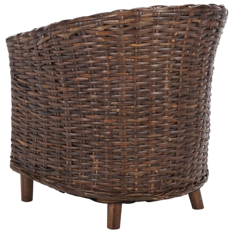 Safavieh Omni Wicker Barrel Chair in White / Brown