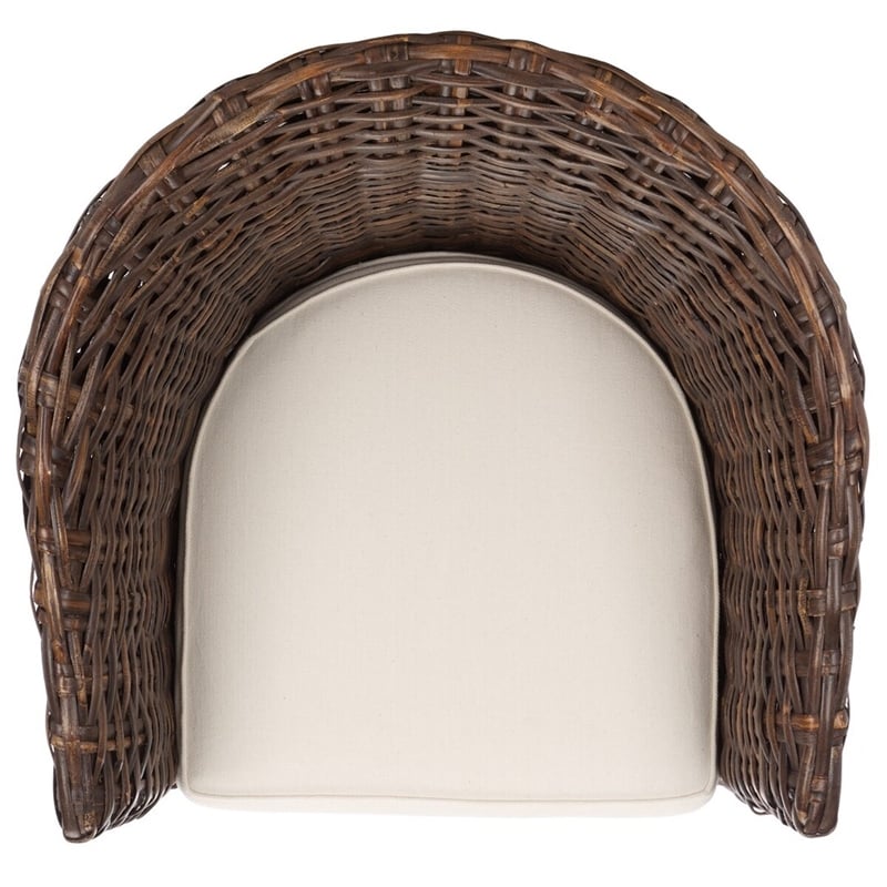 Safavieh Omni Wicker Barrel Chair in White / Brown