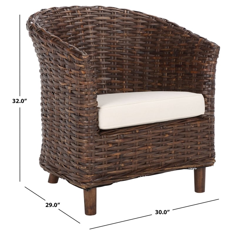 Safavieh Omni Wicker Barrel Chair in White / Brown