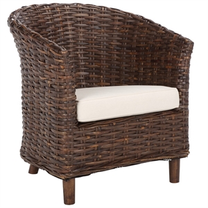 Safavieh Omni Wicker Barrel Chair in White / Brown